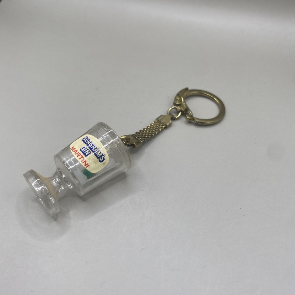 Vintage Seagram's Dry Gin Martini Plastic and Metal Keychain